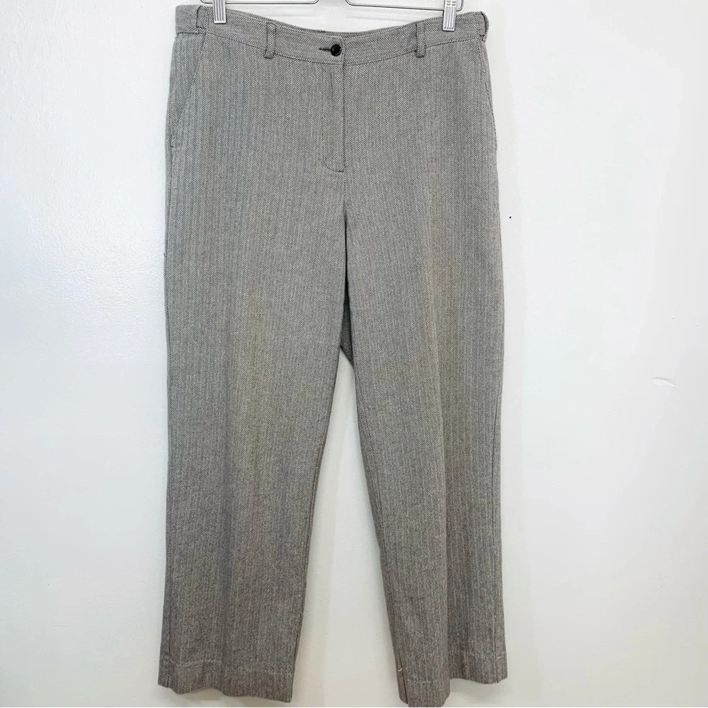 LL Bean Pants Woman 12 Trousers Classic Fit Straight Lined Pockets Career Cotton